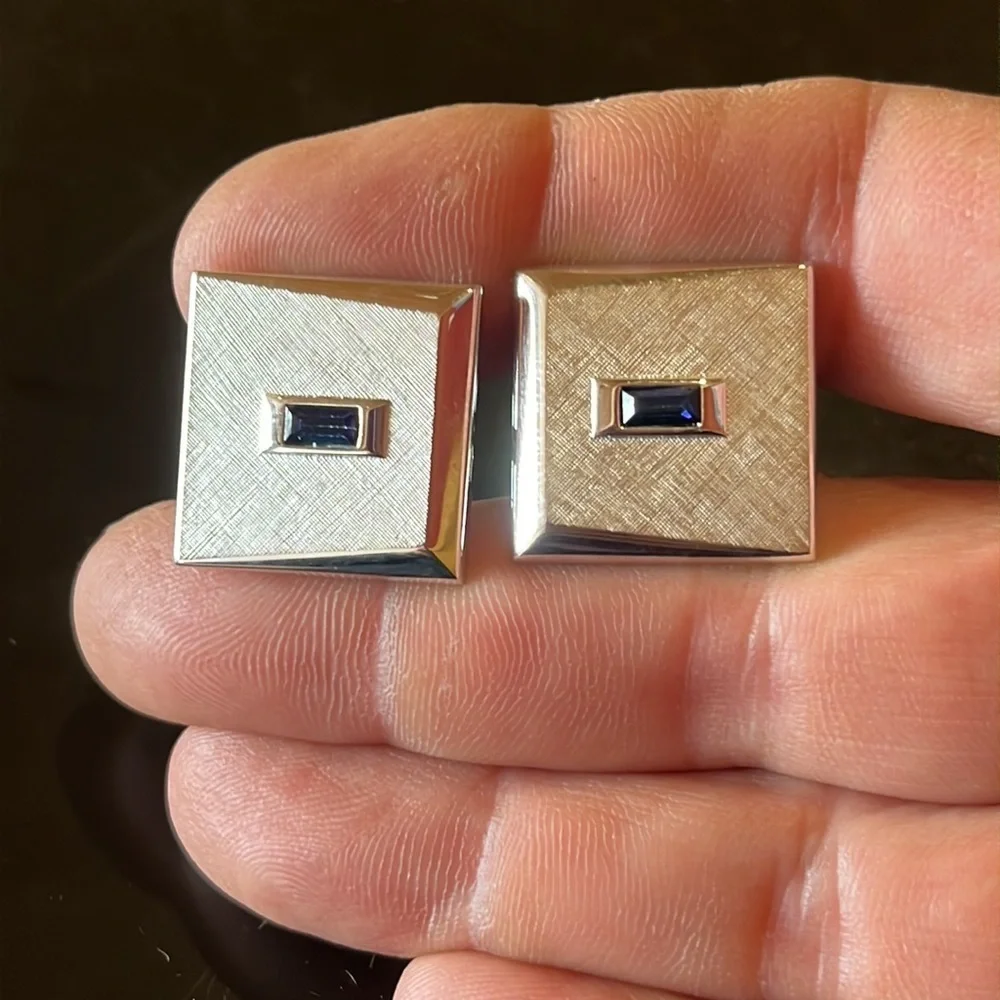 Vintage Swank Silver/Amethyst Cufflinks. FREE SHIPPING.